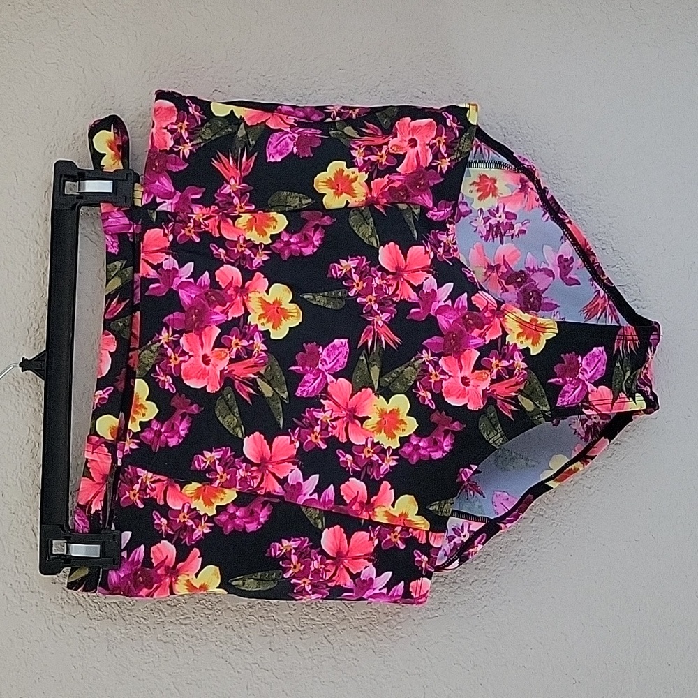 Forever 21 High Waisted Floral Strappy Swim Bottoms